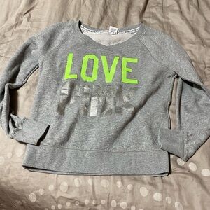 Victoria's Secret Gray Sweatshirt with Bright Green Accents
